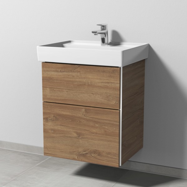 Sanipa 3way Waschtischunterbau zu Villeroy & Boch Collaro Waschtisch mit 2 Auszügen, Eiche-Kansas