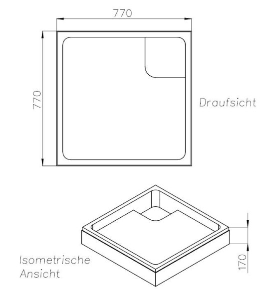 Neuesbad Wannenträger für Kaldewei Duschplan 80x80x6,5