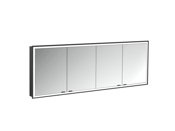 emco LED-Lichtspiegelschrank prime Facelift Unterputz, 2000 mm, 4-türig, IP 20, schwarz Rückwand ver