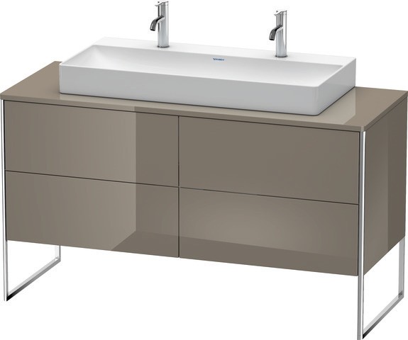 Duravit XSquare Konsolenwaschtischunterbau bodenstehend Flanell Grau Hochglanz 1400x548x778 mm - XS4