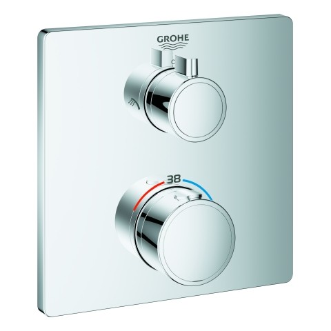 GROHE THM-Brausebatterie Grohtherm 24079 2 Abg. FMS für Rap. SmartBox eckig chrom, 24079000