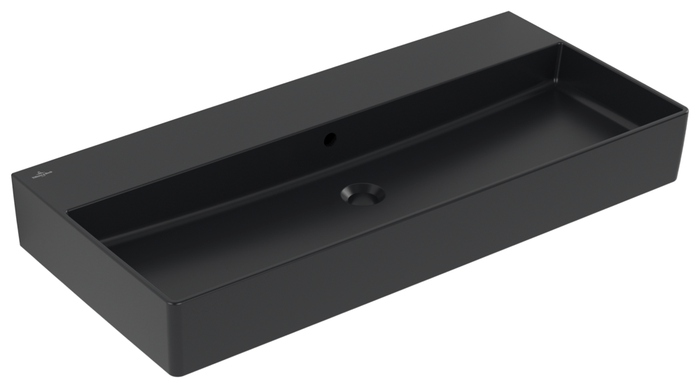 Villeroy & Boch Waschbecken Memento 2.0 1000x470mm Rechteck mit Überlauf Pure Black CeramicPlus 4A22A6R7