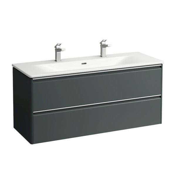 LAUFEN Waschtisch-Set Palace Set 450x1200x545 2Hl., m.Ül 2Schubl Griff Aluminium eloxiert/verkehrsgr