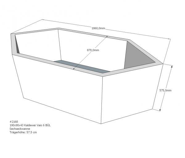 Neuesbad Wannenträger für Kaldewei Vaio 6/Star Nr.958/959 190x90 Überlauf gegenüberliegend