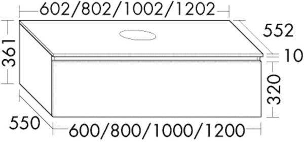Burgbad Waschtischunterschrank Lin20 Melamin 361x802x552 Marone Dekor Trüffel, WXYI080F5361