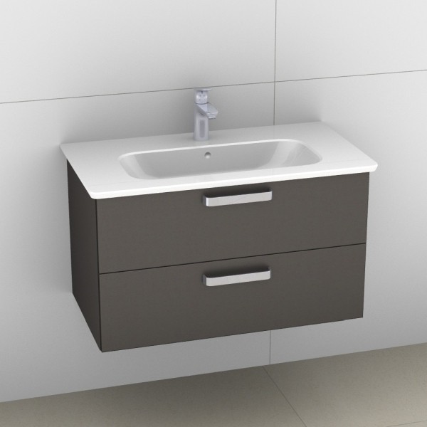 Artiqua 412 Waschtischunterschrank für Softmood T0558, Stahlgrau Metallic, 412-WU2L-I35-7141-88