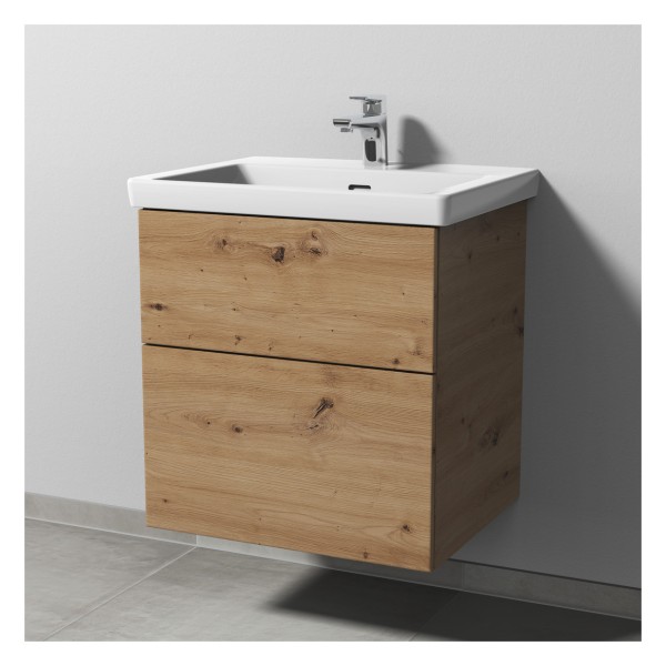 Sanipa 3way Waschtischunterbau zu Villeroy & Boch Subway 3.0 Waschtisch mit 2 Auszügen, Eiche Natura