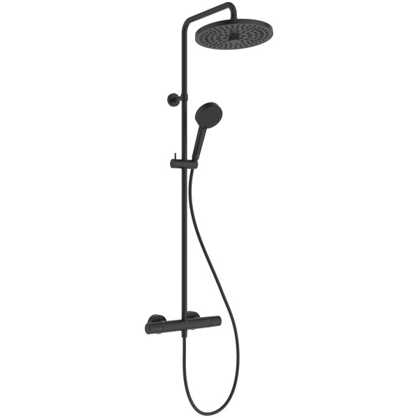 Ideal Standard Duschsystem Ceratherm T25+ Kopfbrause rund 8l/min Silk Black, A8478XG