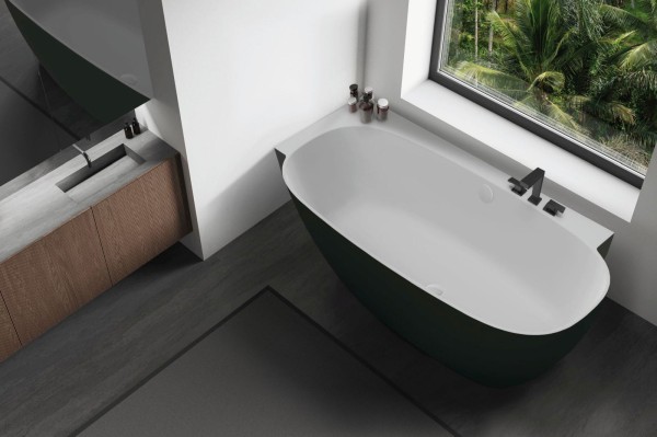 Hoesch Badewanne LaBrillante 1800x800 Ecke Links Weiß-Schwarz, mit Überlauf, 4531.111