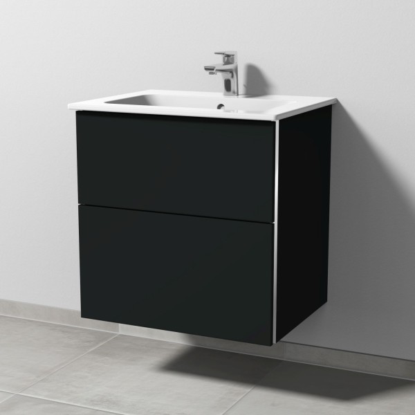 Sanipa 3way Waschtischunterbau zu Duravit ME by Starck Waschtisch mit 2 Auszügen, Vulkan-Matt
