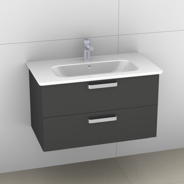Artiqua 412 Waschtischunterschrank für Softmood T0558, Anthrazit Hochglanz, 412-WU2L-I35-7015-51