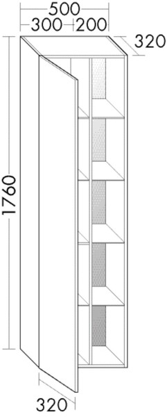 Burgbad Hochschrank Badu 1760x500x320 Weiß Matt, HSZD050LF3689