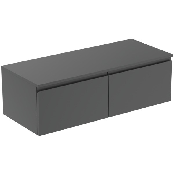Ideal Standard Waschtischunterschrank Finesse Ausschnitt r/l 1202x505x378mm, 2 Auszüge Anthrazit mat