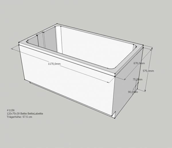 Neuesbad Wannenträger für Bette LaBette 120x70