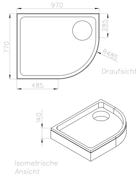 Neuesbad Wannenträger für Kaldewei Zirkon 80x100x3,5 Viertelkreis