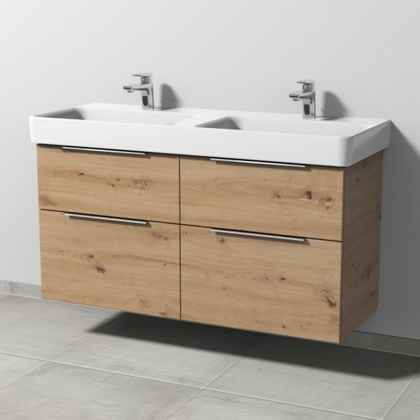 Sanipa 3way Waschtischunterbau zu Laufen Pro S Waschtisch mit 4 Auszügen, Eiche Natural-Touch