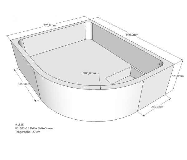 Neuesbad Wannenträger für Bette Corner 80x100x15 Viertelkreis