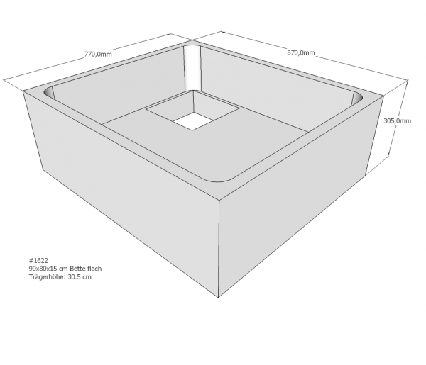 Neuesbad Wannenträger für Bette flach 90x80x15