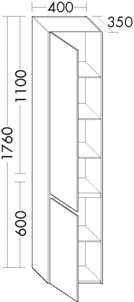 Burgbad Hochschrank YSO PG1 Matt 1760x400x350 Trend- oder RAL-Farbe Matt, HSHB040RF5345