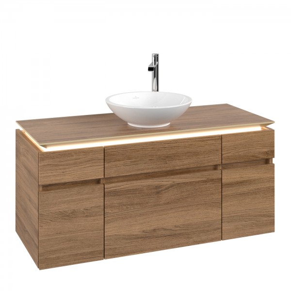 Villeroy & Boch Legato Waschbeckenunterschrank, mit Beleuchtung, 5 Auszüge, 1200 x 550 x 500 mm, Kan