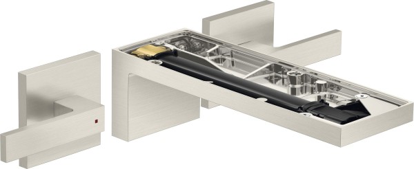Hansgrohe 3-Loch Waschtischarmatur AxMyEdition F-Set Wandmontage o.Platte, edelstahl, 47082800