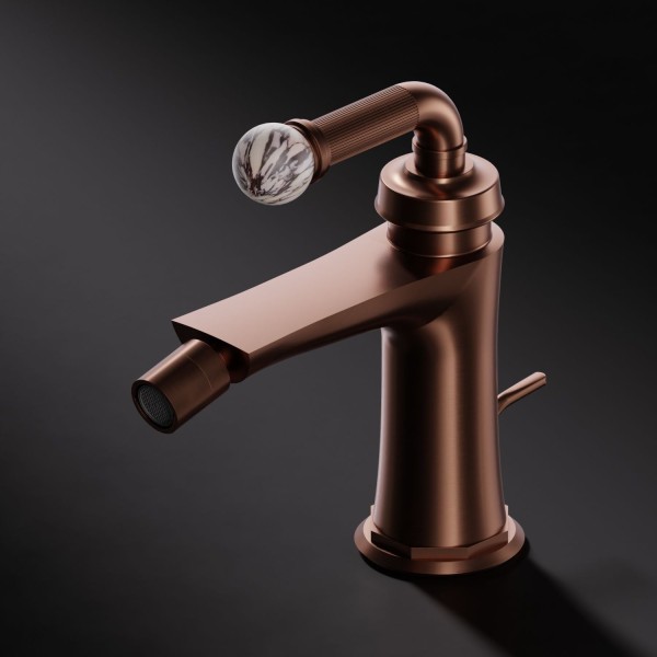 Steinberg Serie 355 Bidet-Einhebelmischer, Kupfer gebürstet / Calacatta Viola