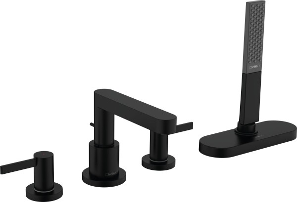 Hansgrohe 4-Loch Wannenarmatur Finoris F-Set Wannenrandmontage mit sBox mattschwarz, 76444670