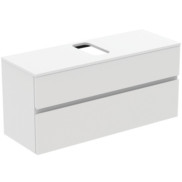 Ideal Standard Waschtischunterschrank Finesse Ausschnitt r/l 1202x440x558mm 2 Auszüge Weiss matt, E3