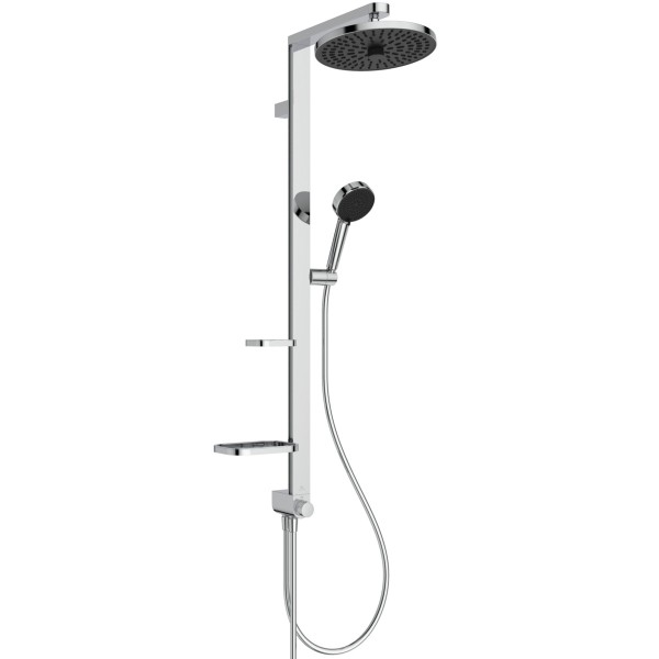 Ideal Standard Duschsystem Ceratwist Alu+ ohne Arm., mit 2 Ablagen,2-fach-Handbrause und 2-fach-Kopf