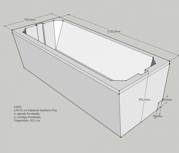 Neuesbad Wannenträger für Kaldewei Saniform Plus/Star Nr.374/338 175x75