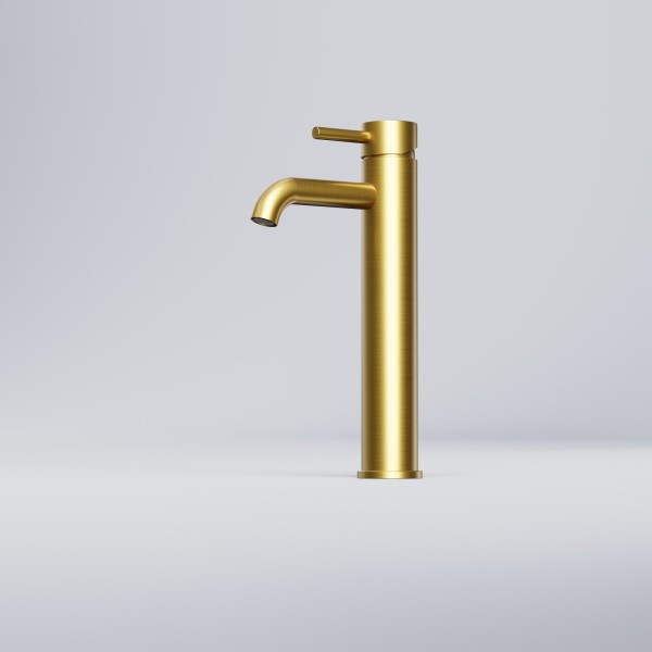 Steinberg Waschtisch-Einhebelmischer, hoch 303mm, ohne Ablaufgarnitur, Ausladung 128mm, brushed gold