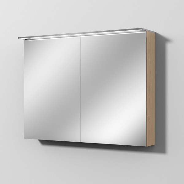 Sanipa Reflection Spiegelschrank MALTE 100 mit LED-Aufsatzleuchte, Eiche-Nordic