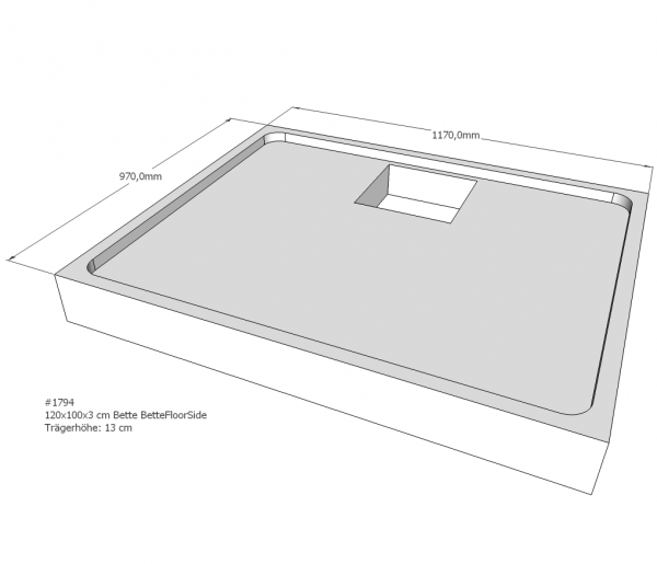 Neuesbad Wannenträger für Bette Floor Side 1200x1000