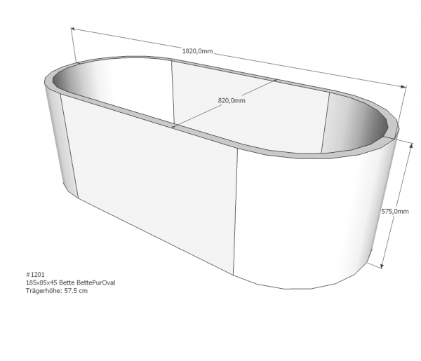 Neuesbad Wannenträger für Bette Pur 185x85 oval