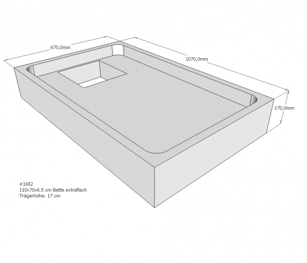 Neuesbad Wannenträger für Bette extraflach 110x70x6,5