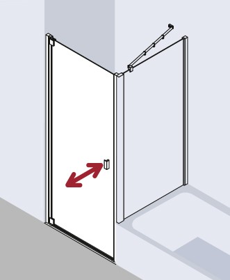 Kermi Pendeltür Raya 1WL 1030x2000, silber hochglanz, ESG klar, RA1WL10320VAK