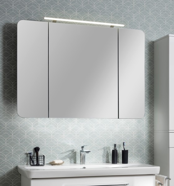 Fackelmann Spiegelschrank MILANO 110x78x16 Weiß 3T,LED-Leu, 84283