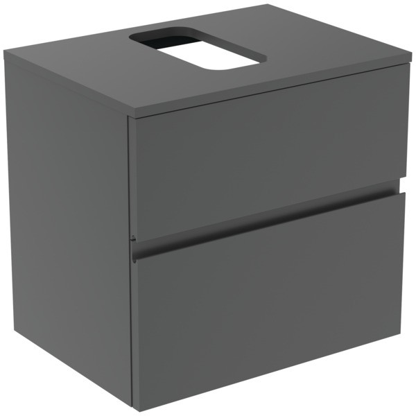 Ideal Standard Waschtischunterschrank Finesse Ausschnitt r/l 602x440x558mm 2 Auszüge Anthrazit matt,
