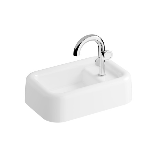 VitrA Liquid Aufsatzwaschtisch rechteckig 58 cm Becken links mit Hahnloch rechts ohne,7315B403-0041