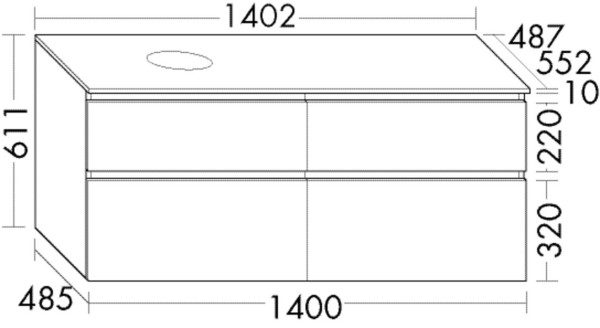 Burgbad Waschtischunterschrank Lin20 Acryl/Lack Matt 611x1402x552 Grau Matt, SGRA140RF5380