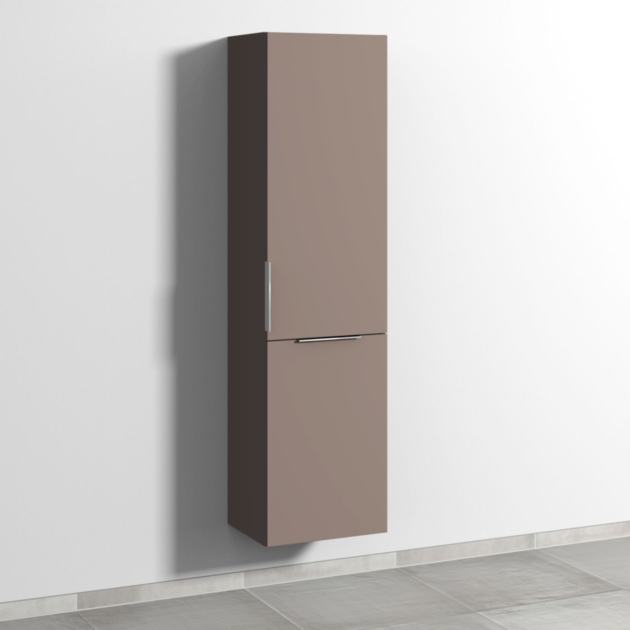 Sanipa 3way Stauraumschrank mit 1 Tür und 1 Wäschekorbklappe, Taupe-Matt UP1851T
