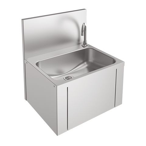 KWC Aquarotter Einzelwaschtisch, ANIMA, Edelstahl, 460x520x380 mm, Kniebetätigung, 2000101025