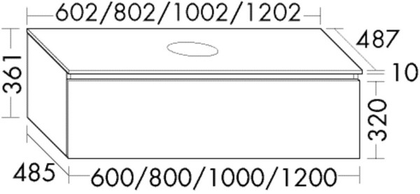 Burgbad Waschtischunterschrank Lin20 Acryl/Lack Matt 361x1002x487 Weiß Hochglanz, WXYH100F5363