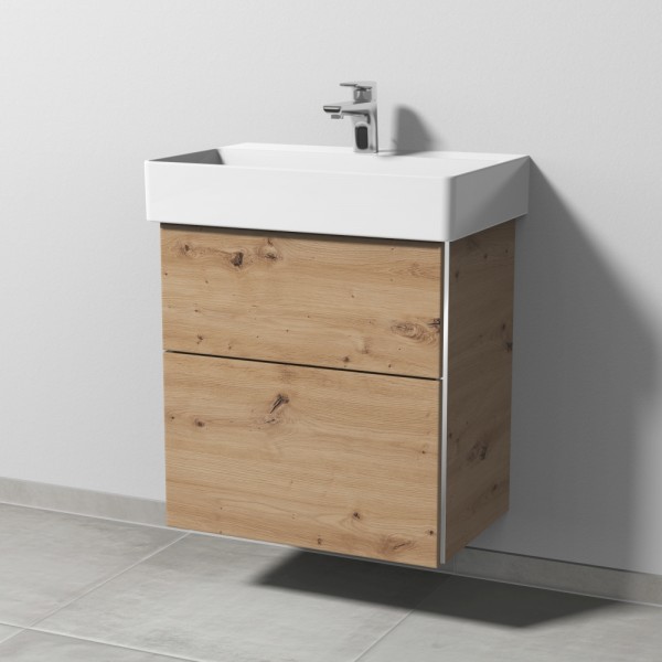 Sanipa 3way Waschtischunterbau zu Duravit Dura Square Waschtisch mit 2 Auszügen, Eiche Natural-Touch