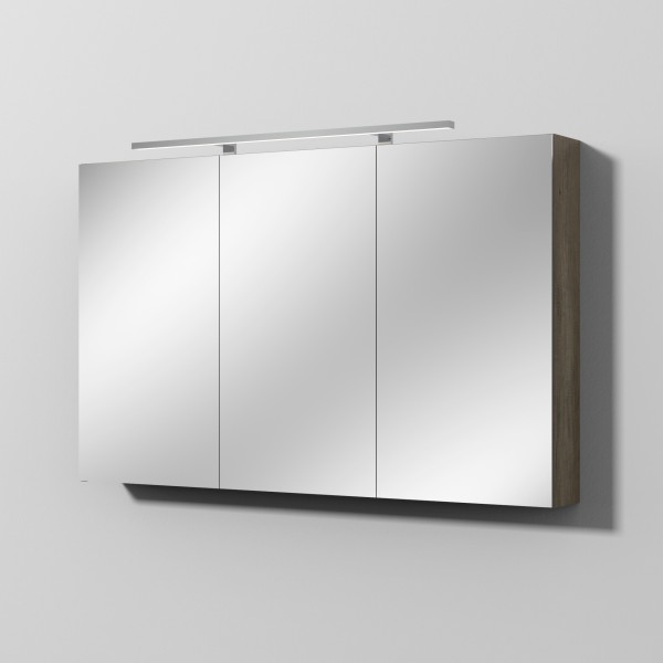 Sanipa Reflection Spiegelschrank MILLA 120 mit LED-Aufsatzleuchte, Eiche-Nebraska, SD14637