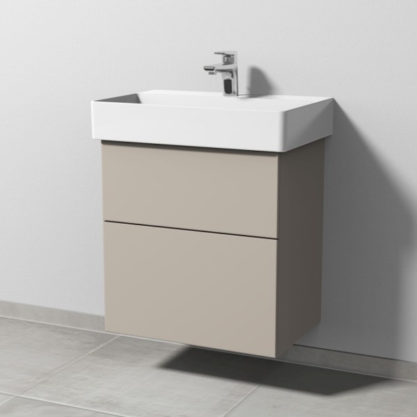 Sanipa 3way Waschtischunterbau zu Duravit Dura Square Waschtisch mit 2 Auszügen, Kaschmir-Matt