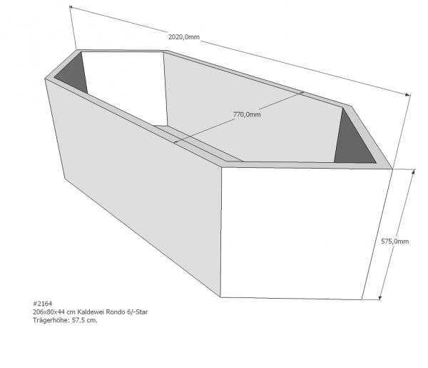 Neuesbad Wannenträger für Kaldewei Rondo 6/Star Nr.716/717 206x80 Überlauf gegenüberliegend