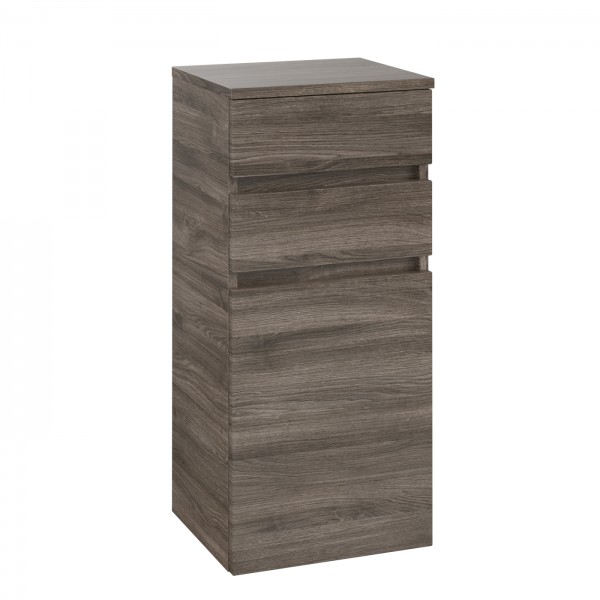 Villeroy & Boch Legato Seitenschrank, 1 Tür, 2 Schubladen, 400 x 870 x 350 mm, Stone Oak / Stone Oak