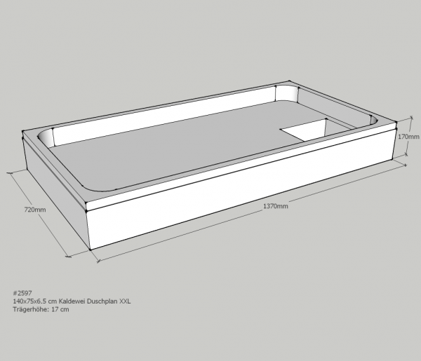 Neuesbad Wannenträger für Kaldewei Duschplan XXL 75x140x6,5