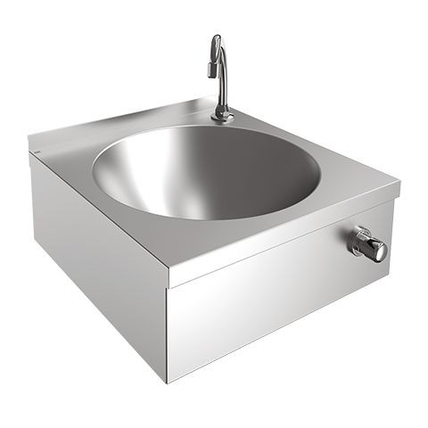 KWC Aquarotter Einzelwaschtisch, ANIMA, Edelstahl, 450x204x451 mm, Kniebetätigung, 2000100059